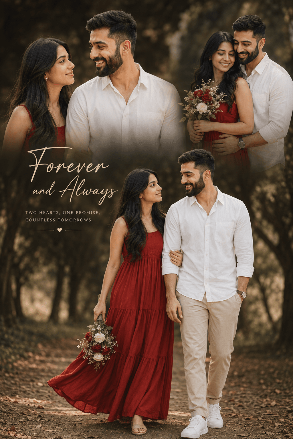 Romantic Indian Pre Wedding Couple Photoshoot Poster Prompt | Cinematic Luxury Outdoor Portrait