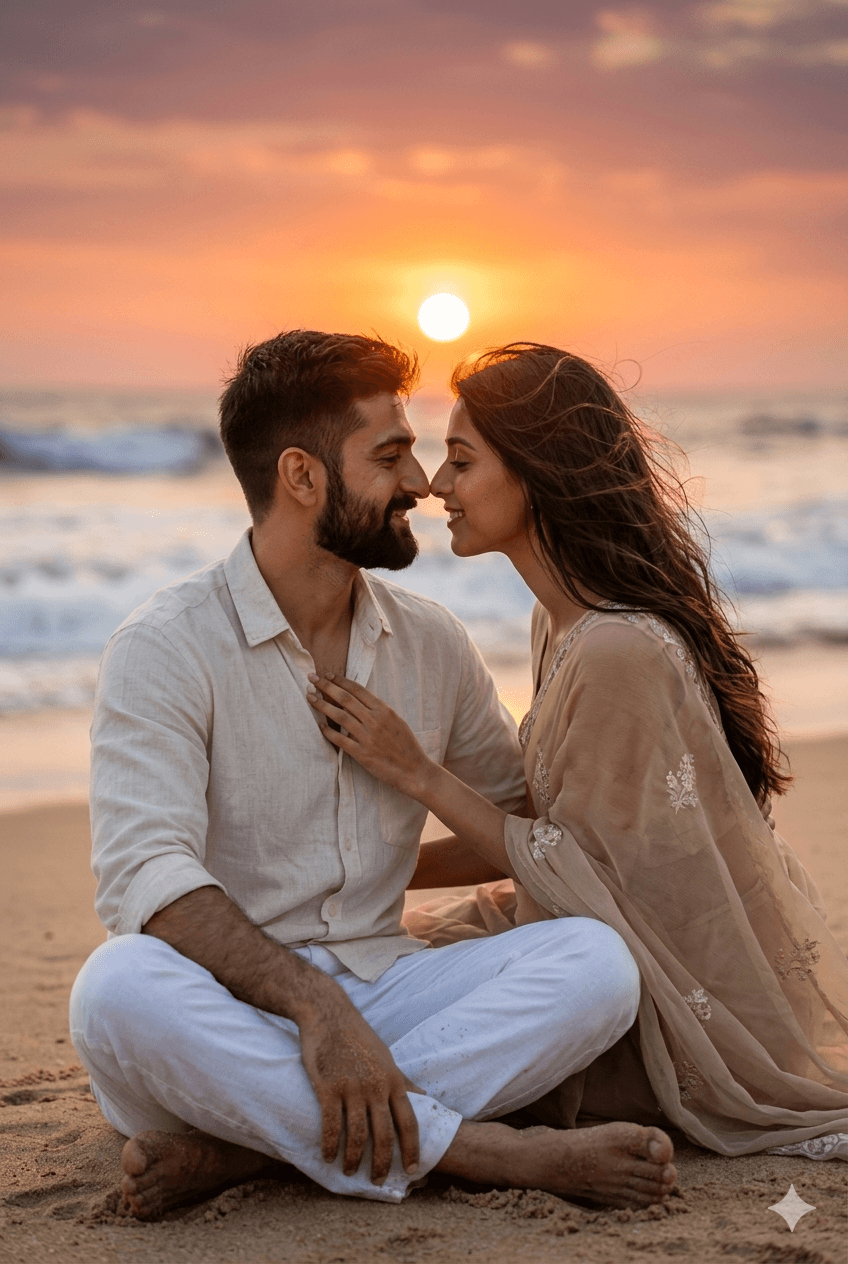 Ultra Realistic Romantic Beach Sunset Couple - Pro Photography Prompt