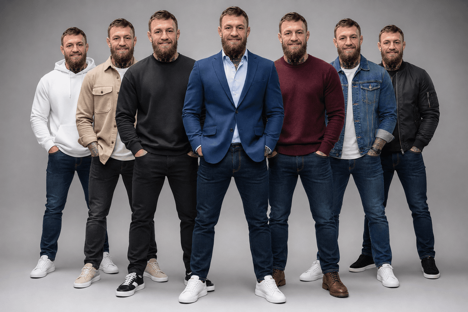 Ultra-Realistic 7 Outfit Studio Portrait AI Prompt | Multi-Look Photorealistic Character Generator