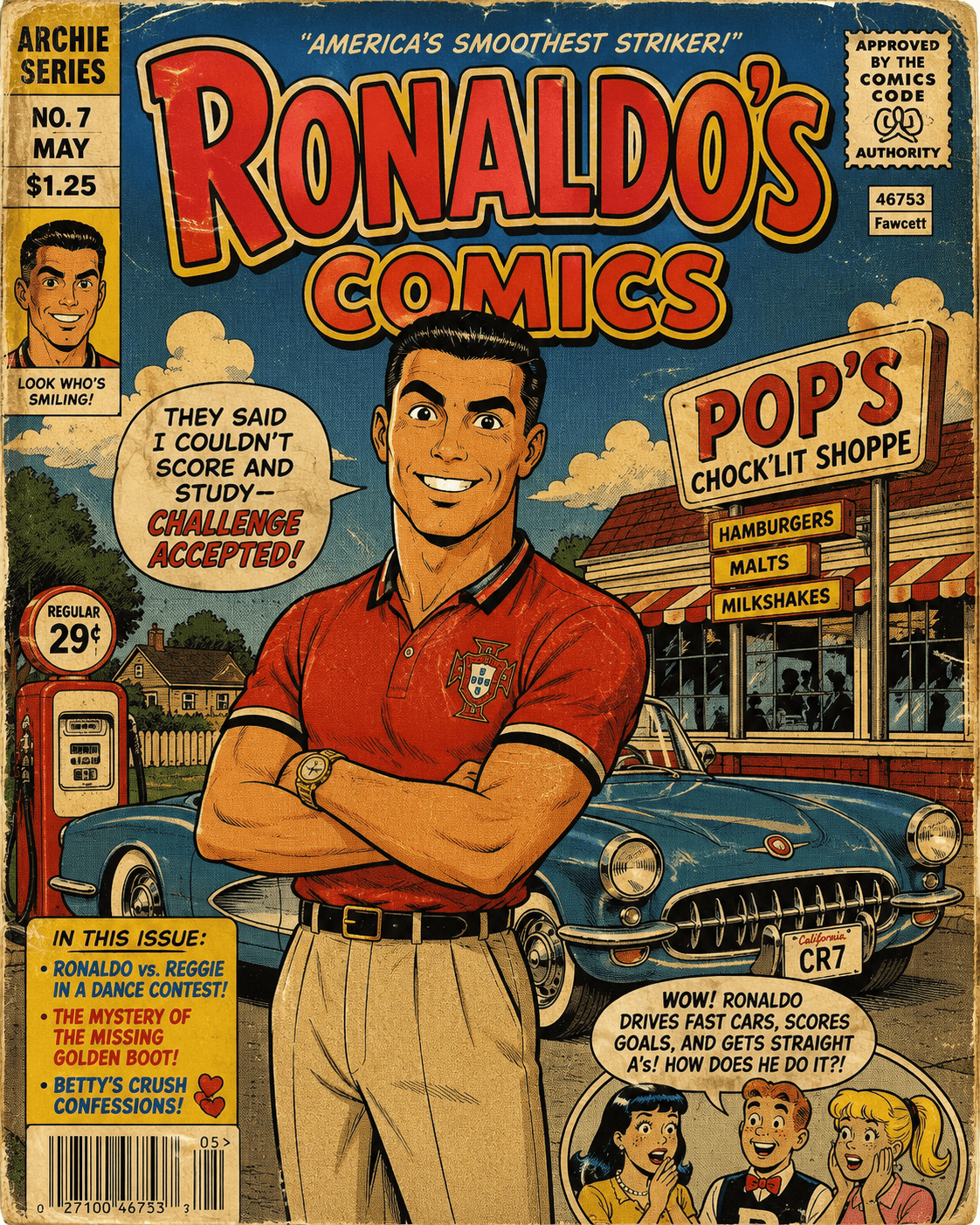 Vintage Archie-Style 1990s Comic Book Cover AI Prompt | Retro Cartoon Character from Photo | Nostalgic Comic Illustration Generator