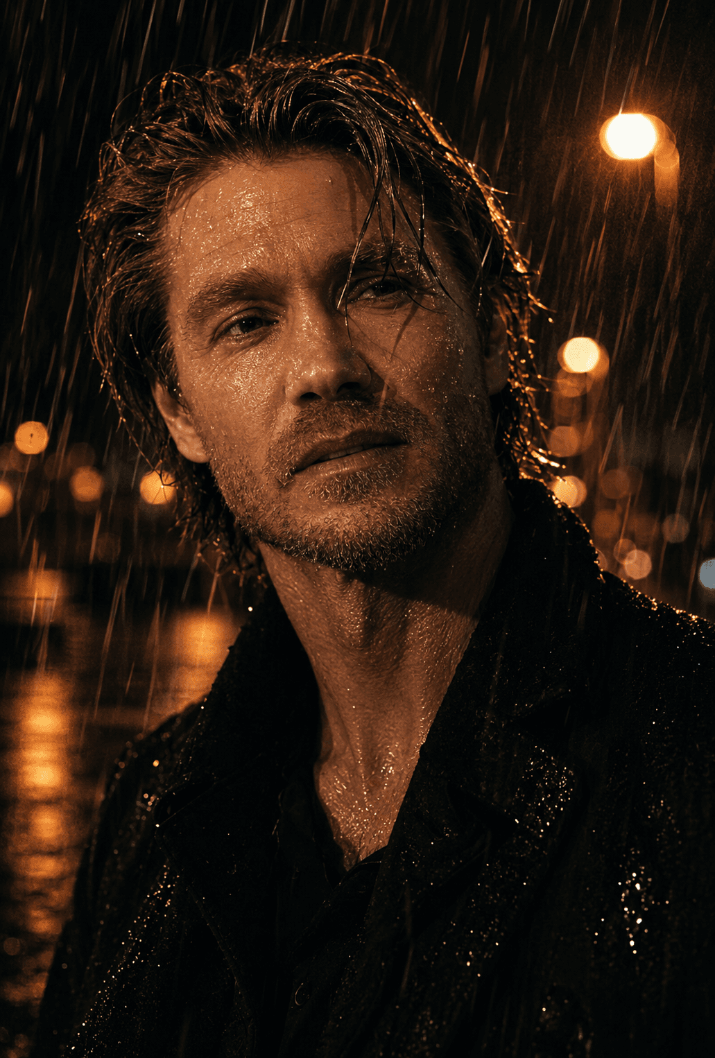 Cinematic Rain Portrait AI Prompt – Ultra-Realistic Noir Photography