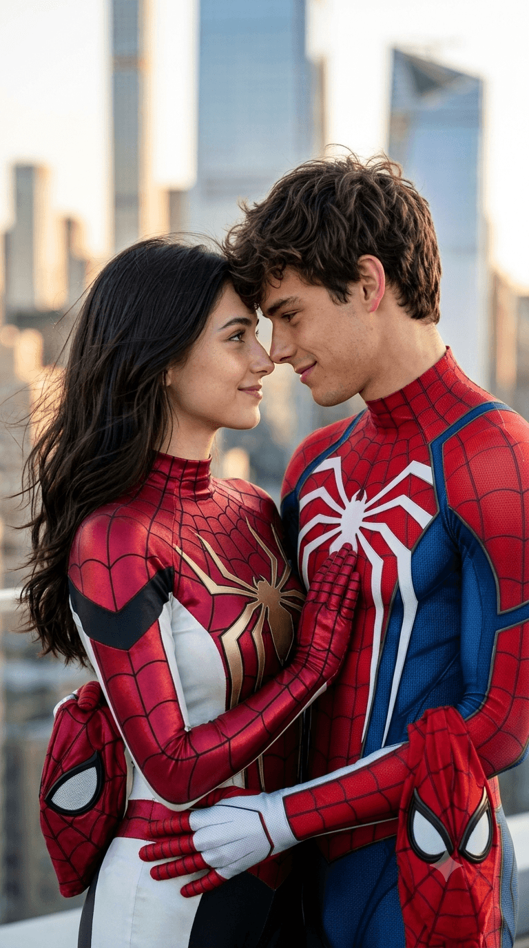 Photorealistic Spider-Man & Spider-Woman AI Prompt | Marvel Couple Photography
