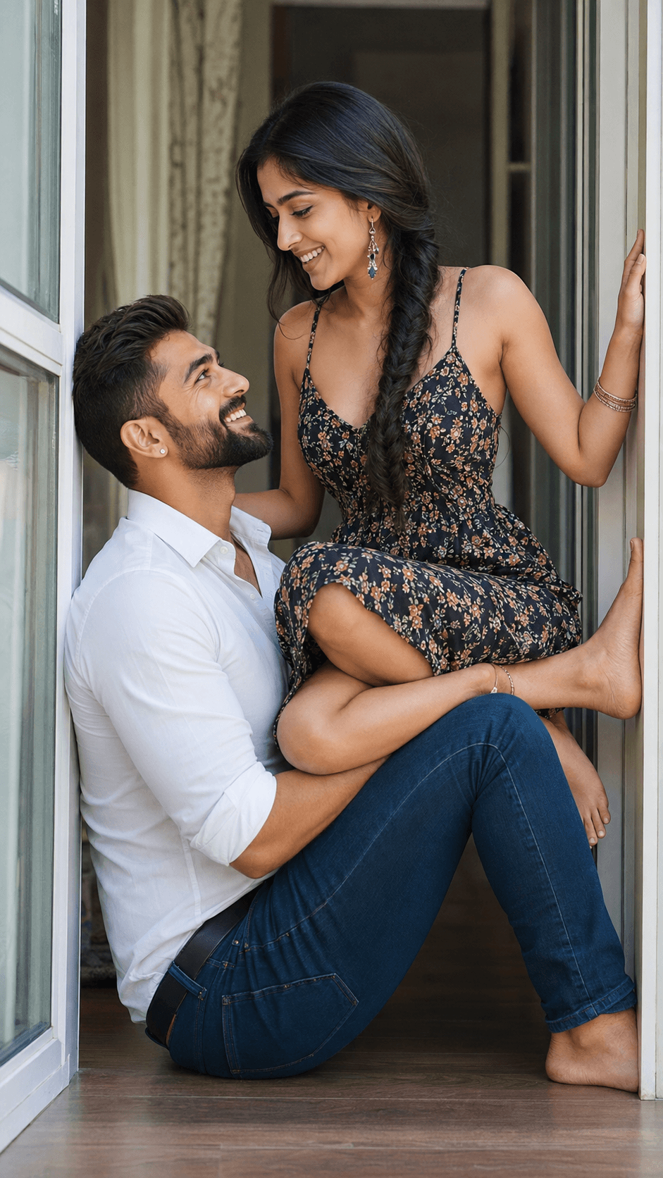 Photorealistic Romantic Couple Portrait AI Image Prompt – 8K Full Body, 85mm