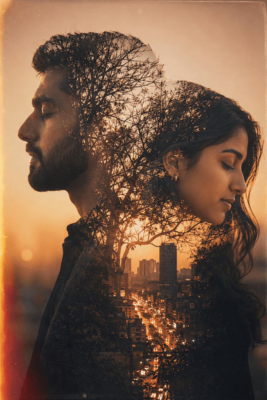 Romantic Couple Double Exposure AI Prompt | Cinematic Art preview 1