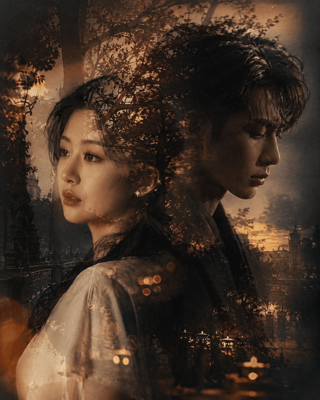 Romantic Couple Double Exposure AI Prompt | Cinematic Art preview 2