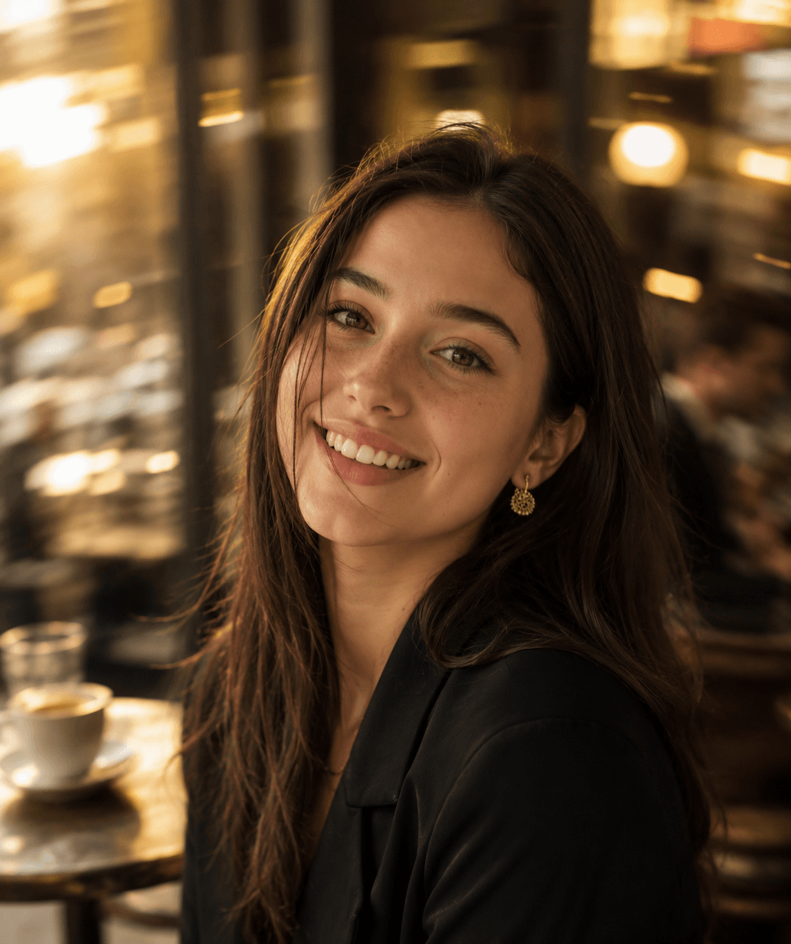 Dreamy Cinematic Café Portrait Prompt | Golden Hour Motion Blur | Ultra Realistic AI Photo Prompt