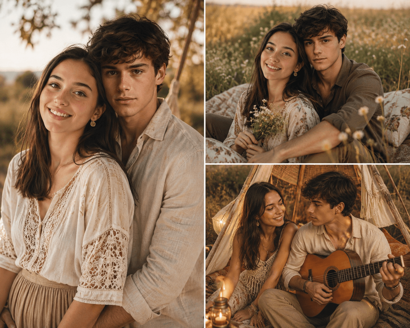 Boho Chic Couple Photoshoot AI Prompt | Romantic & Realistic preview 3