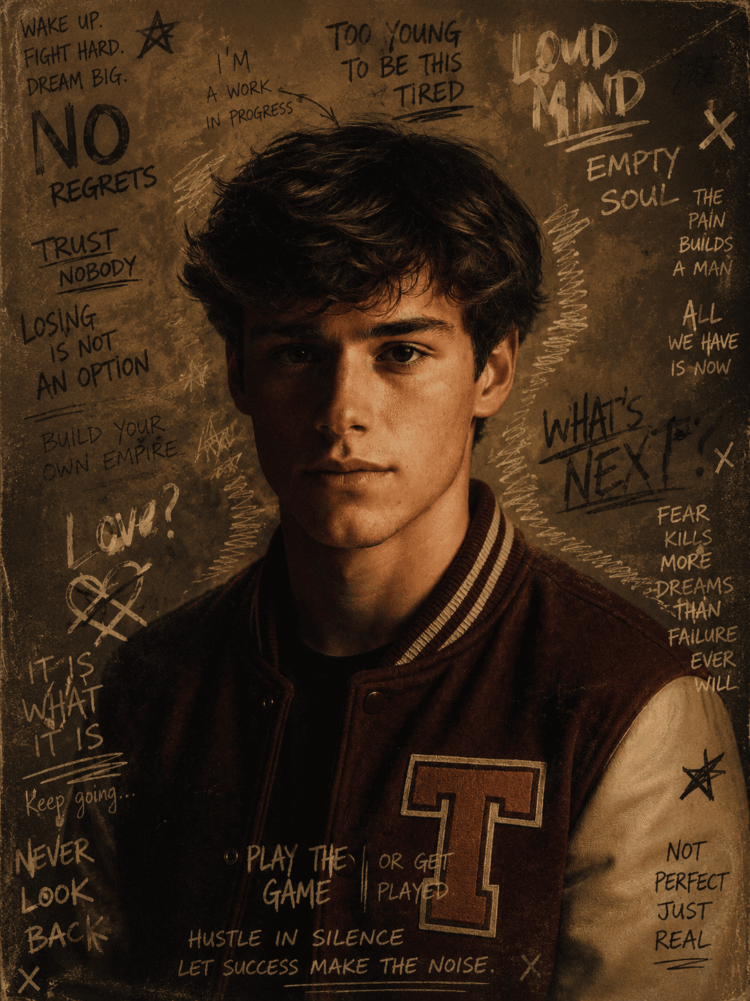 Gritty Scribble Album Poster AI Prompt – Cinematic Editorial Portrait