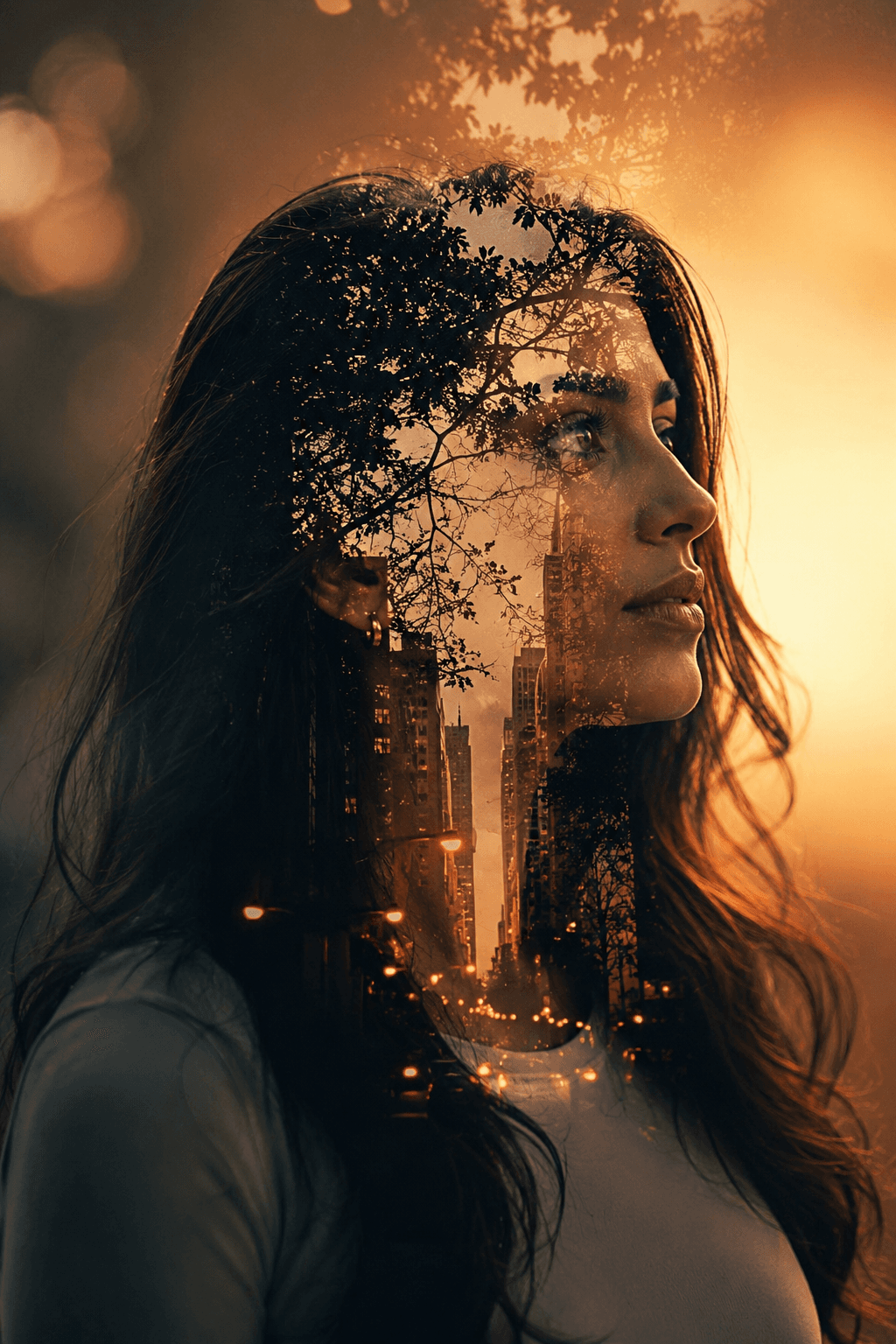 Cinematic Double Exposure Portrait AI Prompt preview 3