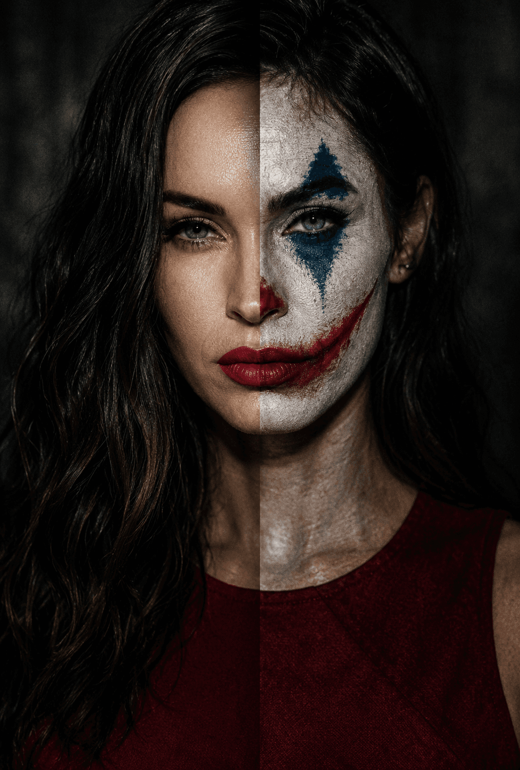 Cinematic Joker Split Face AI Prompt | Dual Personality Portrait | Hyper Realistic Psychological Clown Makeup | Midjourney, ChatGPT & Flux