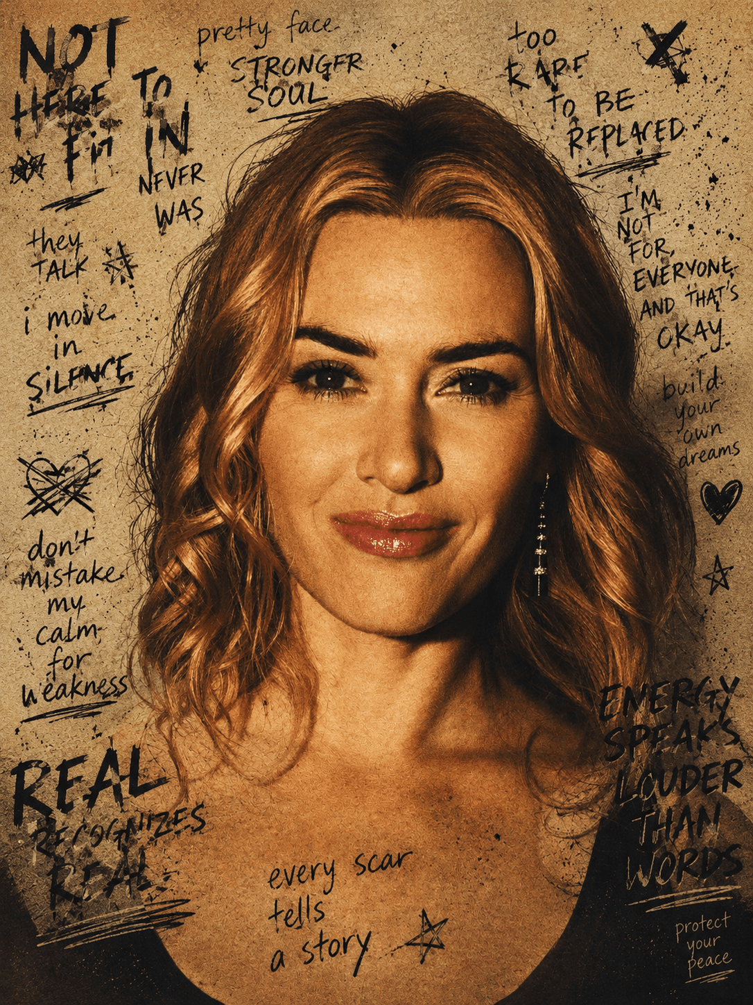 Gritty Album Poster AI Prompt – Handwritten Graffiti Portrait & Vintage Editorial Style