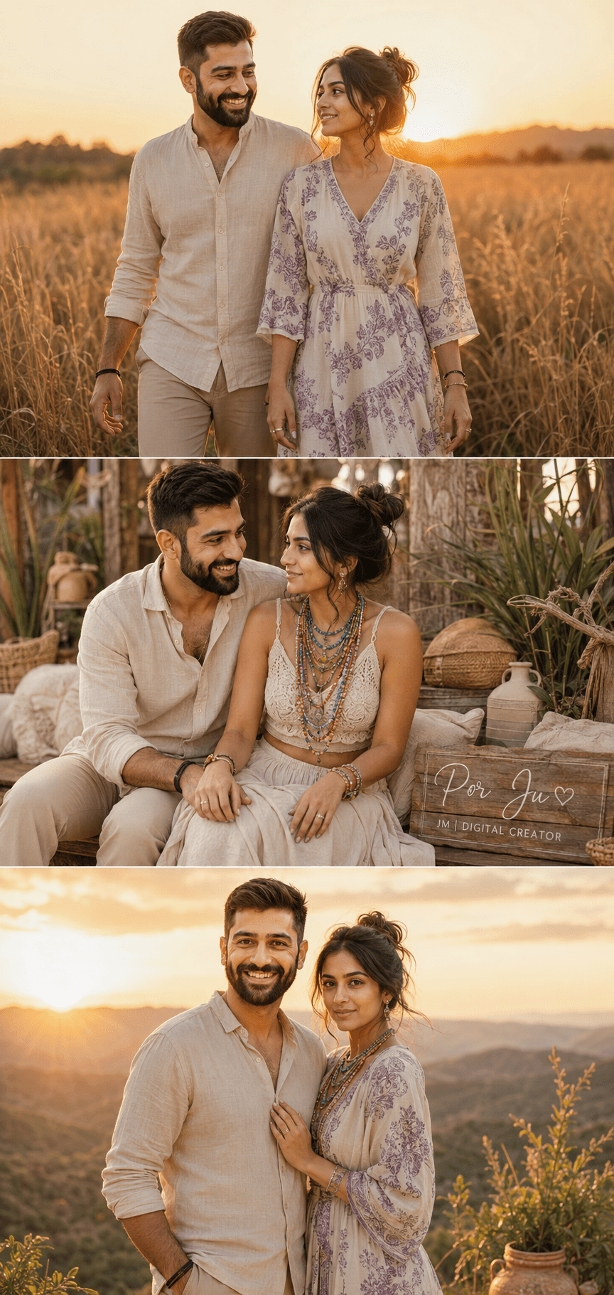 Boho Chic Couple Photoshoot AI Prompt | Romantic & Realistic preview 4