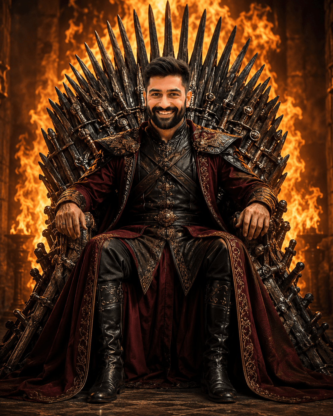 Epic Iron Throne King Portrait AI Prompt | Cinematic Fantasy Royal Warrior | Ultra Realistic 8K Photo Generation