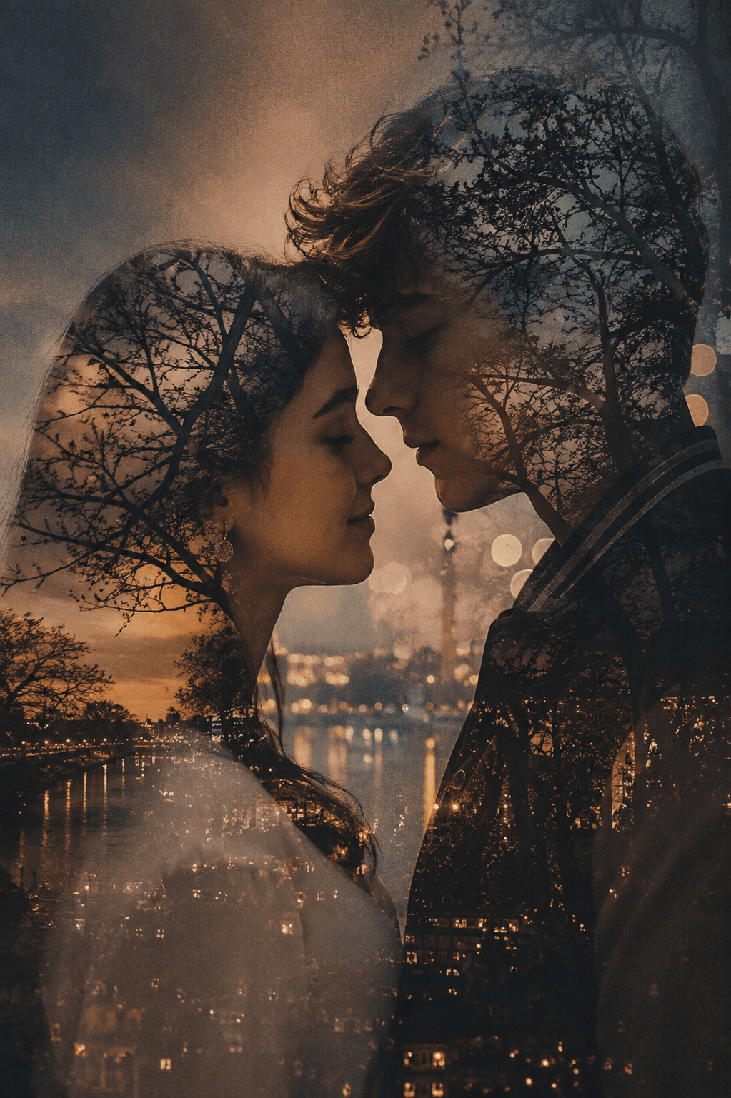 Romantic Couple Double Exposure AI Prompt | Cinematic Art preview 3