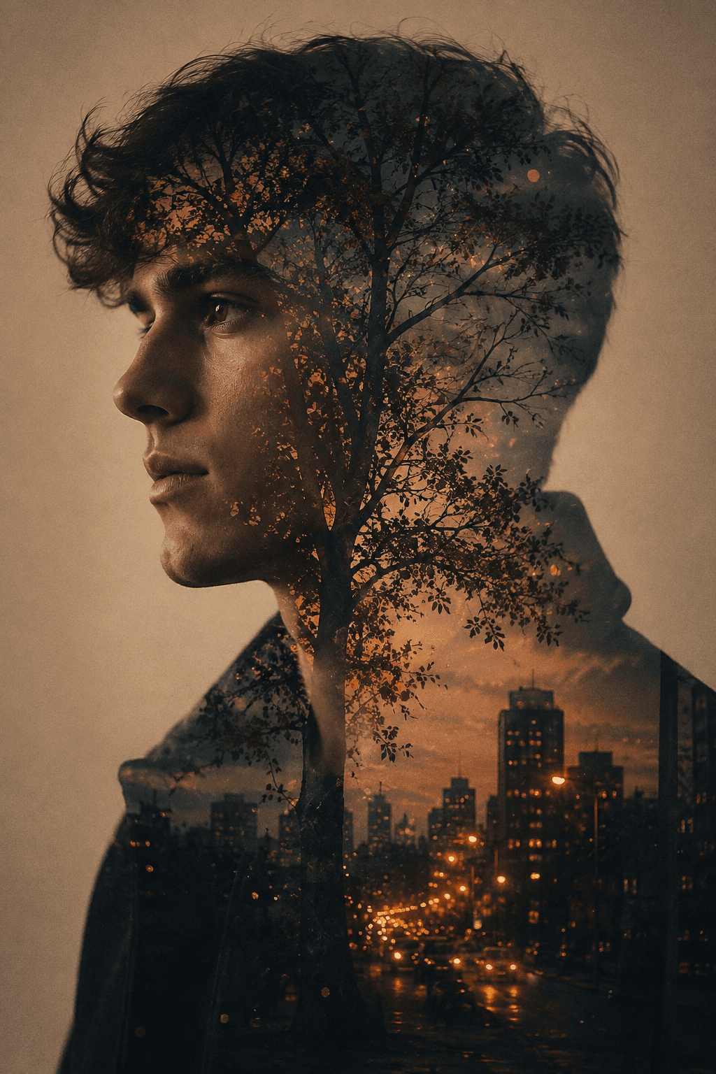 Cinematic Double Exposure Portrait AI Prompt preview 4