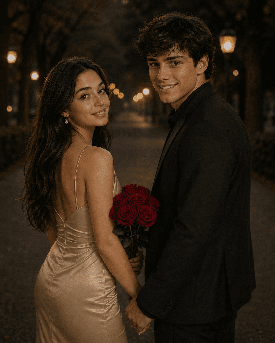 Romantic Couple Party Wear AI Image Prompt | Cinematic Evening Portrait