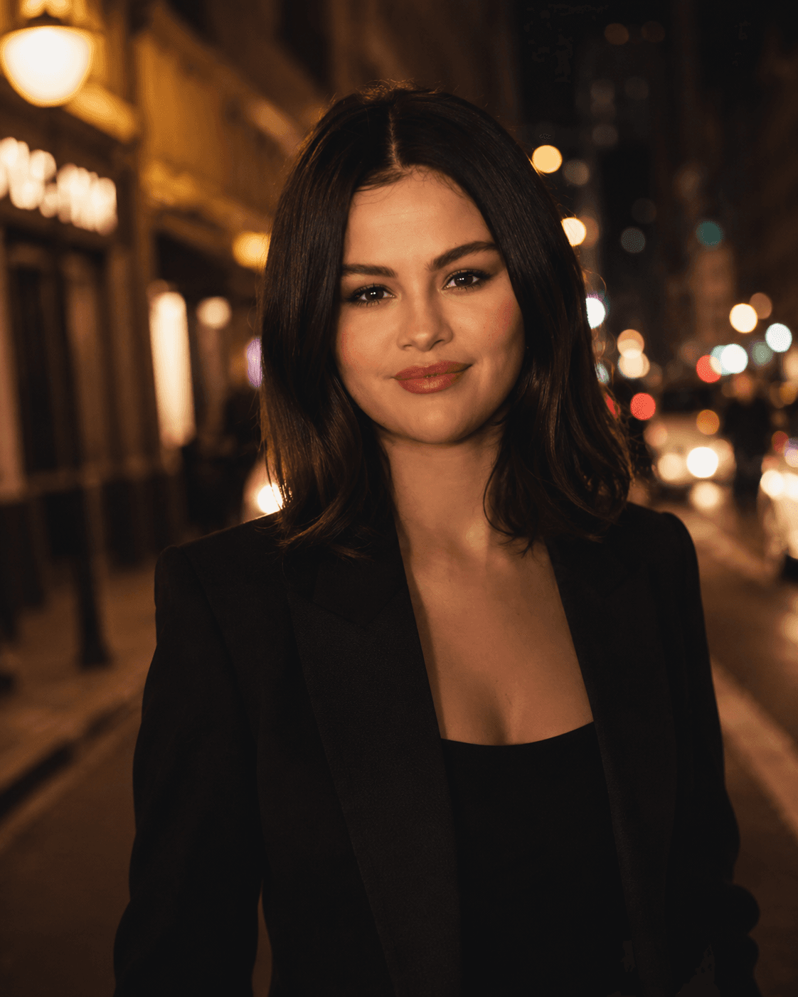 Cinematic Night Portrait AI Prompt | Luxury Editorial Street Photo