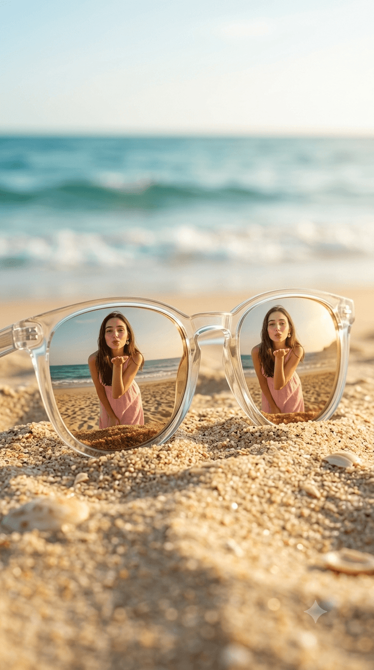 Cinematic Summer Beach Sunglasses Product Photography Prompt