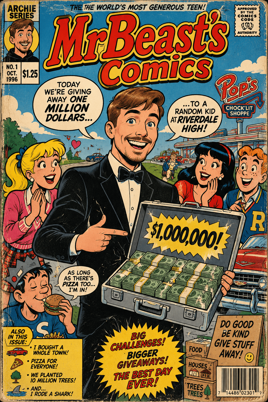 Vintage Archie Style Comic Book Cover Prompt | 1990s Retro Cartoon AI Art Prompt