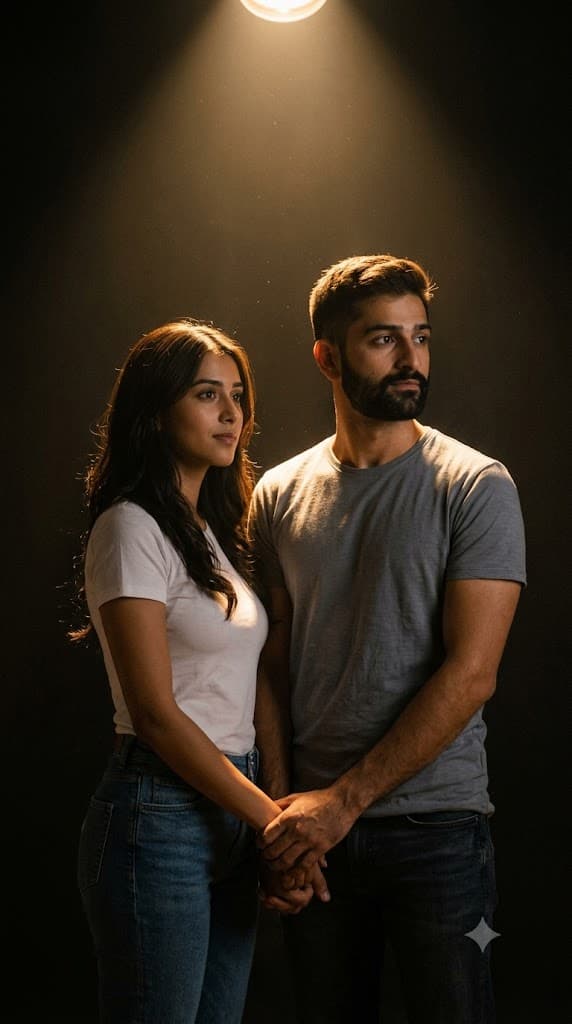 Cinematic Warm Spotlight Couple Portrait AI Prompt