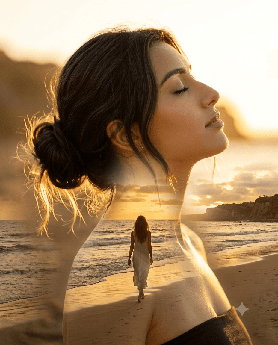 Dreamy Sunset Double Exposure AI Image Prompt | Midjourney & SD