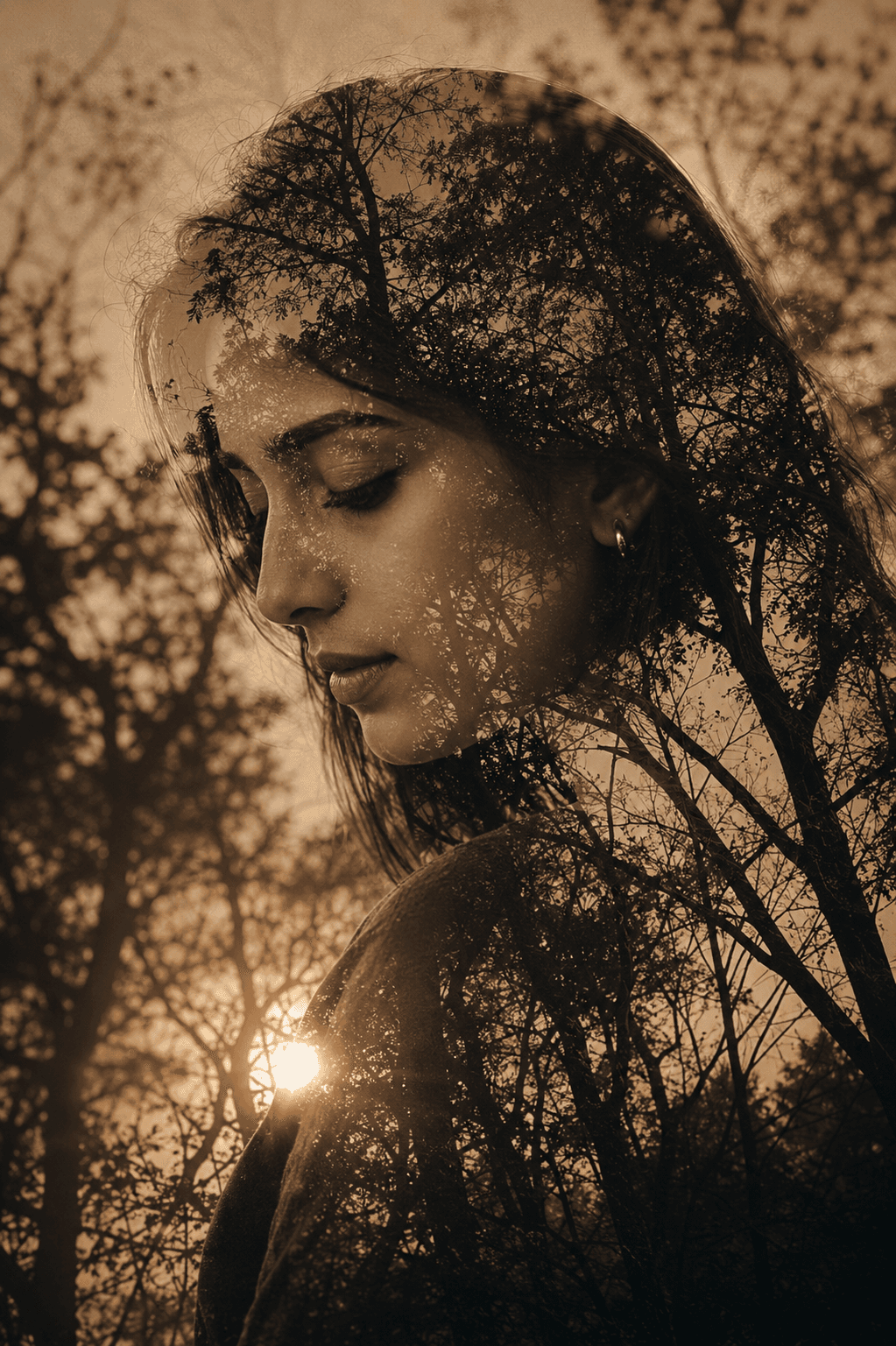 Cinematic Double Exposure Portrait AI Prompt preview 1