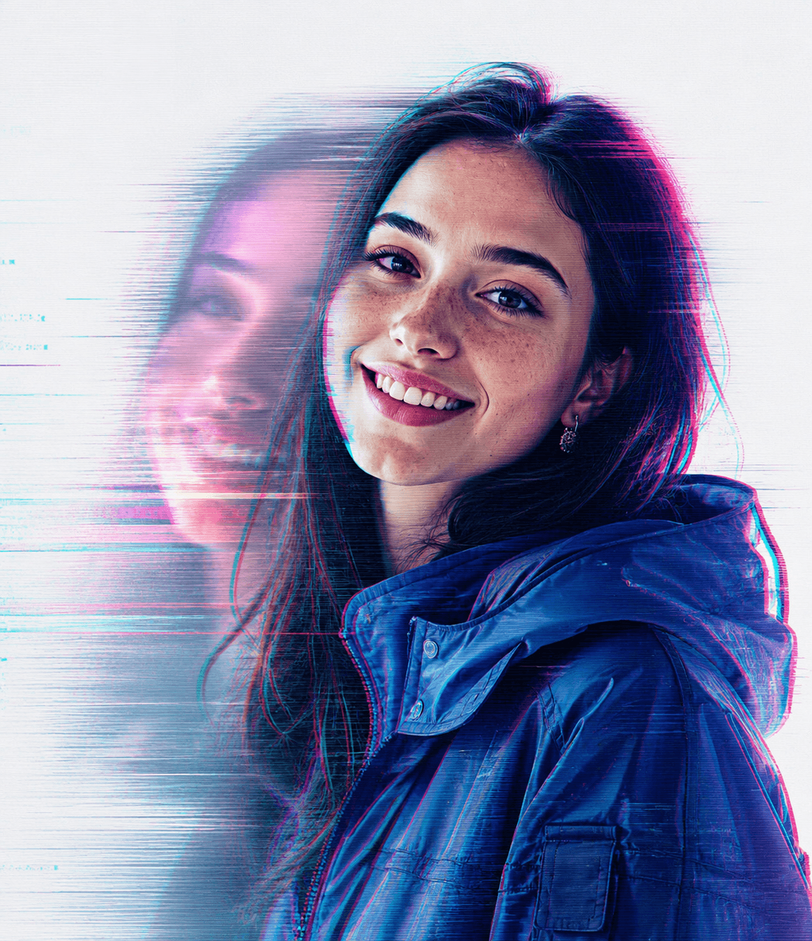 Double Exposure Glitch Portrait AI Prompt | Cyberpunk Editorial preview 4