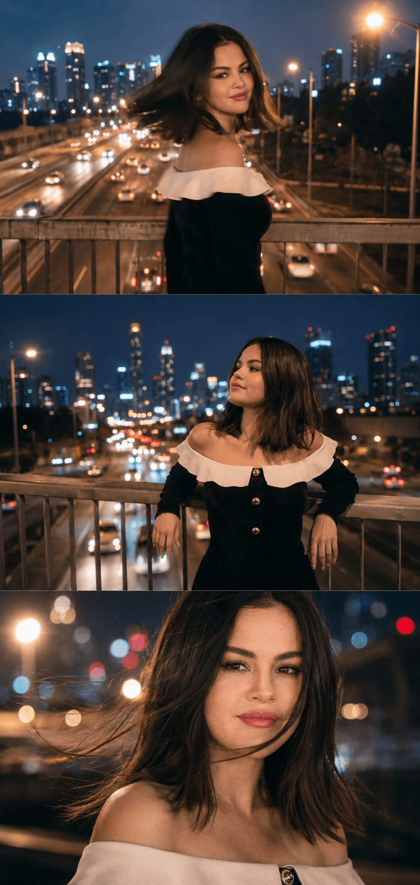 Cinematic Urban Night Triptych Portrait AI Prompt preview 2