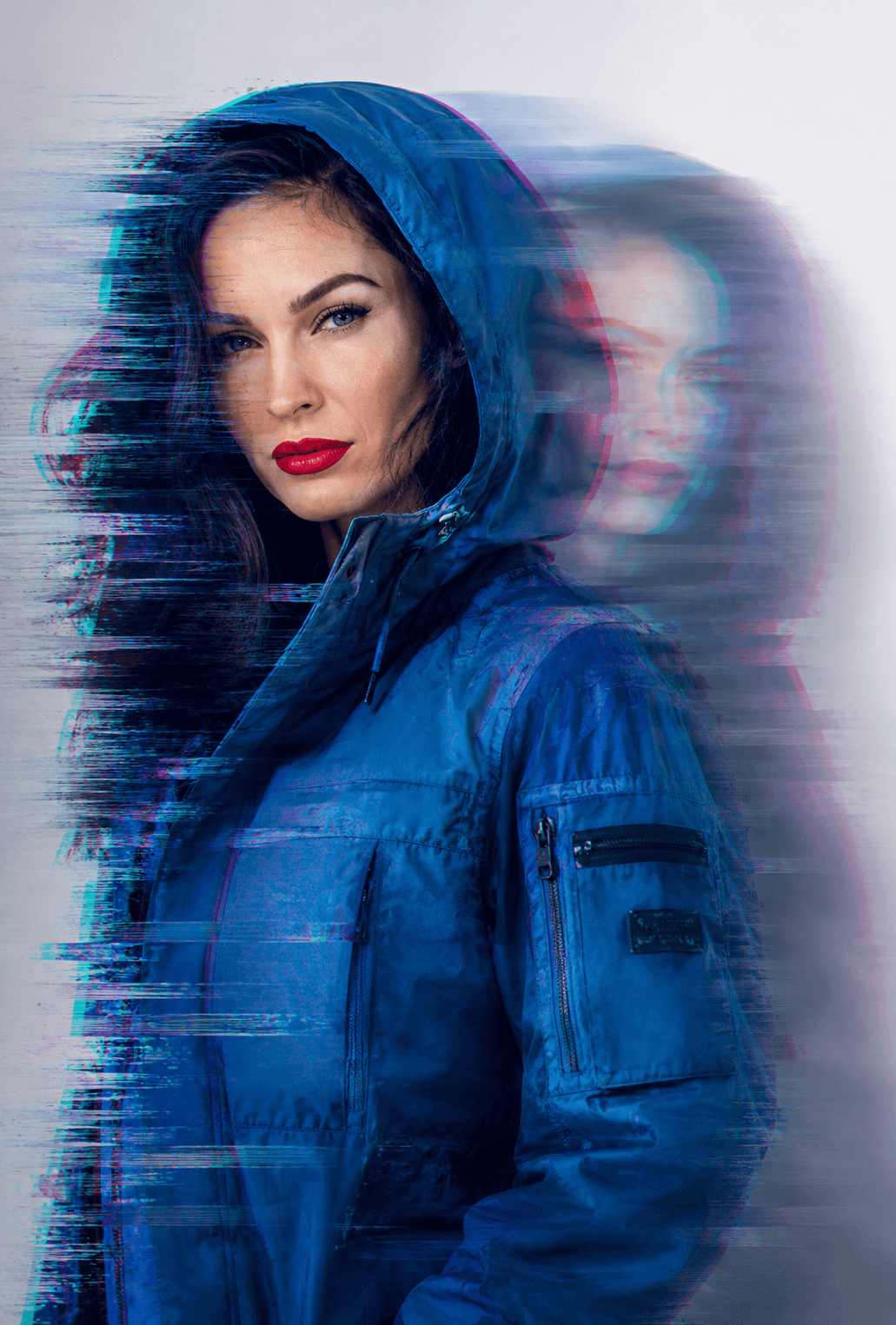 Double Exposure Glitch Portrait Prompt | Futuristic Cyberpunk Editorial AI Photo Prompt with Face Reference