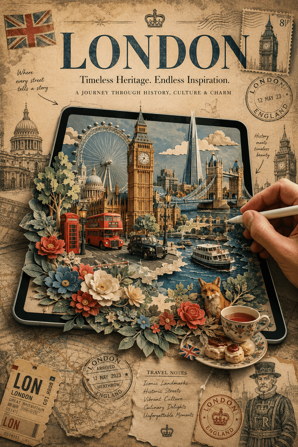 Premium Vintage Travel Poster AI Prompt | 3D Papercraft preview 2