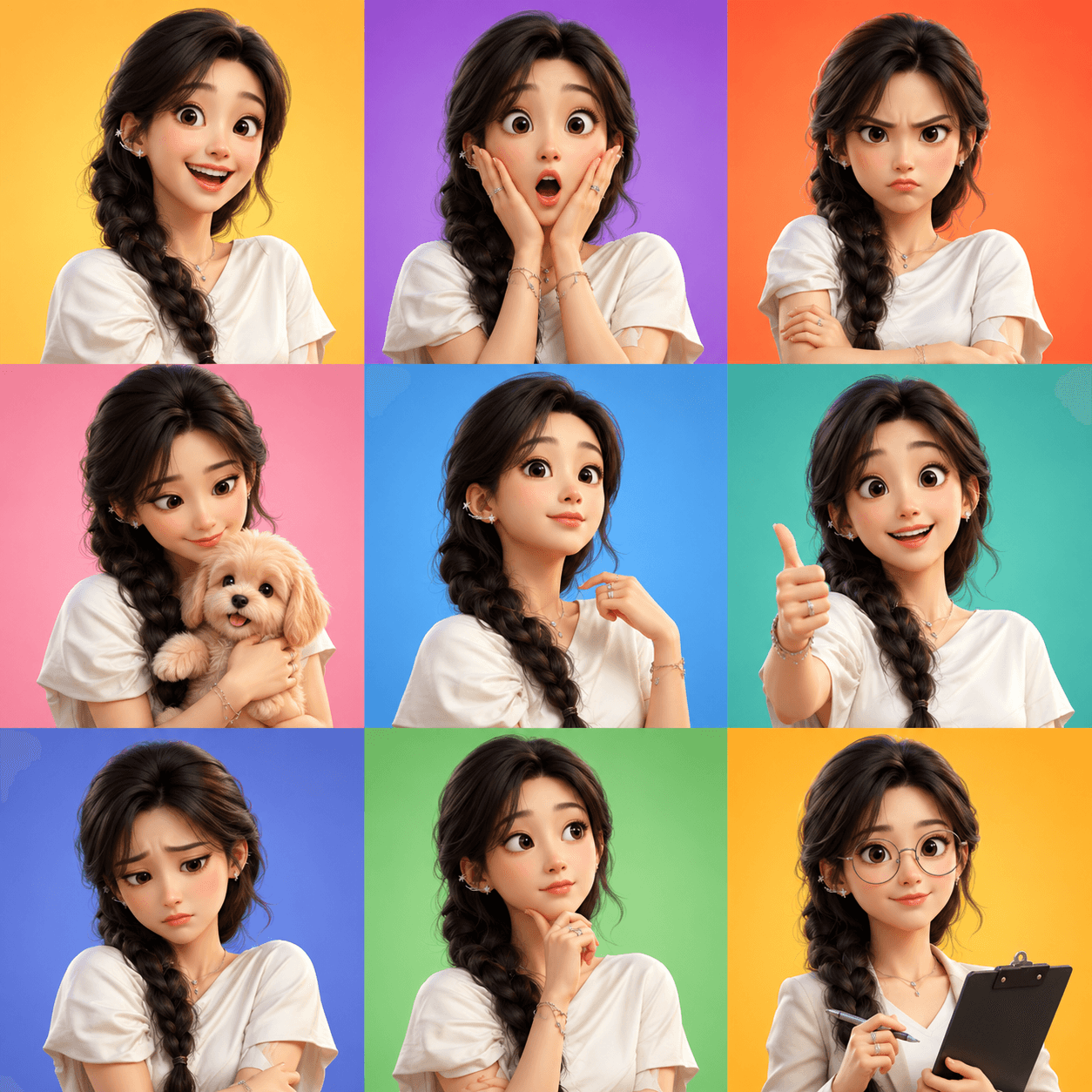 3D Cartoon Avatar Prompt | Pixar Style Emotion Grid AI preview 4