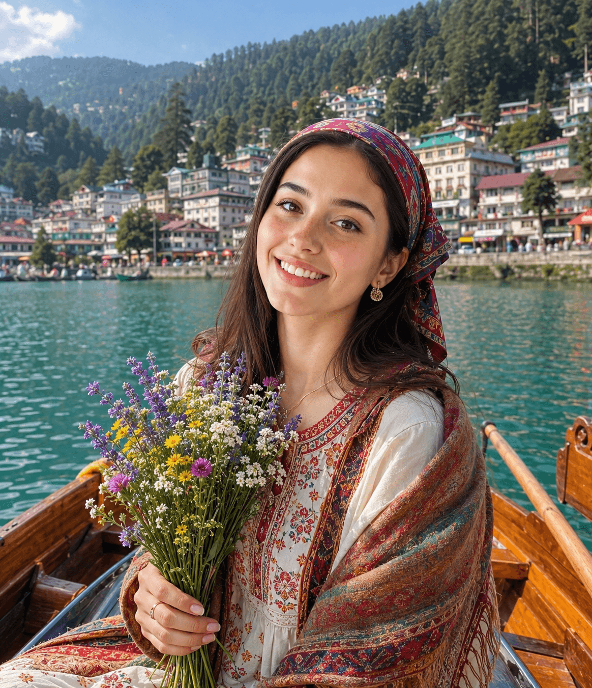 Kumaoni Woman at Nainital Lake AI Image Prompt | Himalayan Portrait preview 2