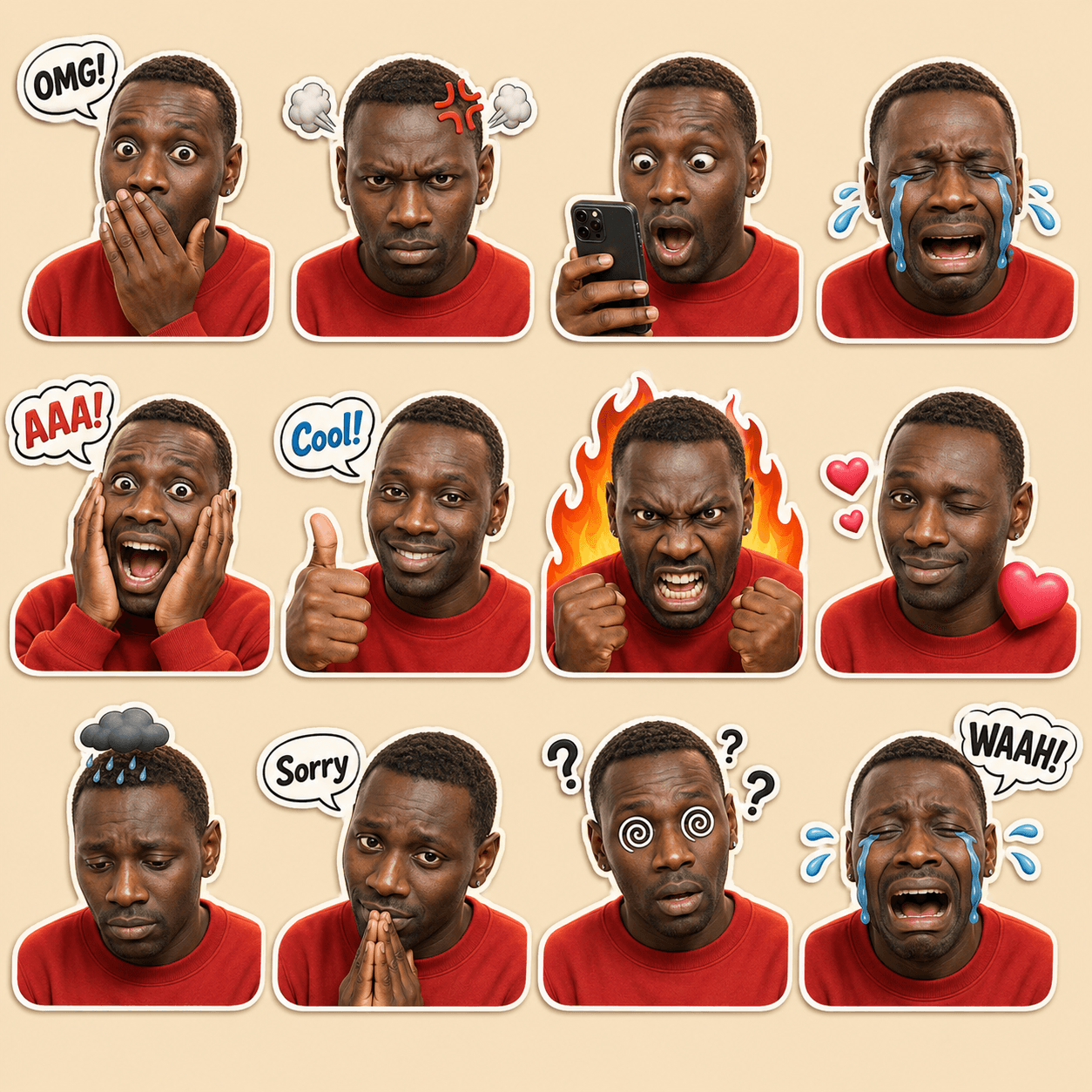 Pixar-Style 3D Cartoon Sticker Pack AI Prompt | Face Preserved preview 3