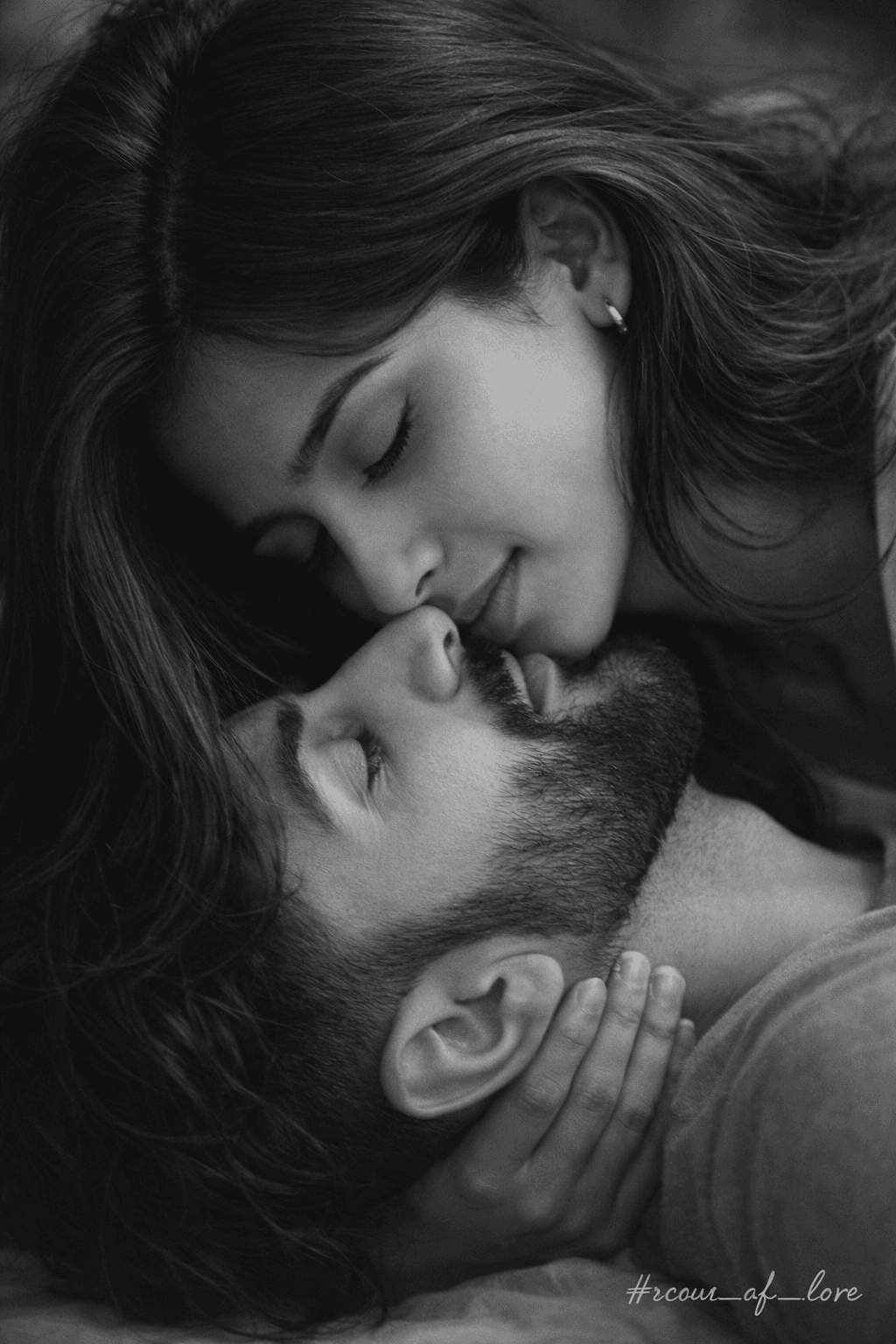 Black & White Romantic Couple AI Photo Prompt | Intimate Love Scene Generator