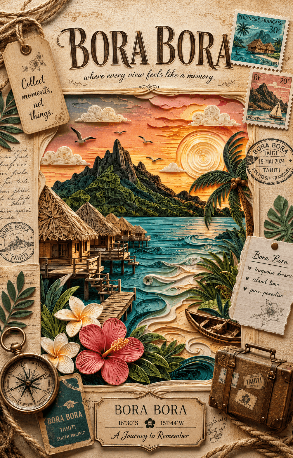 3D Paper Quilling Travel Poster AI Prompt | Vintage Papercraft preview 2