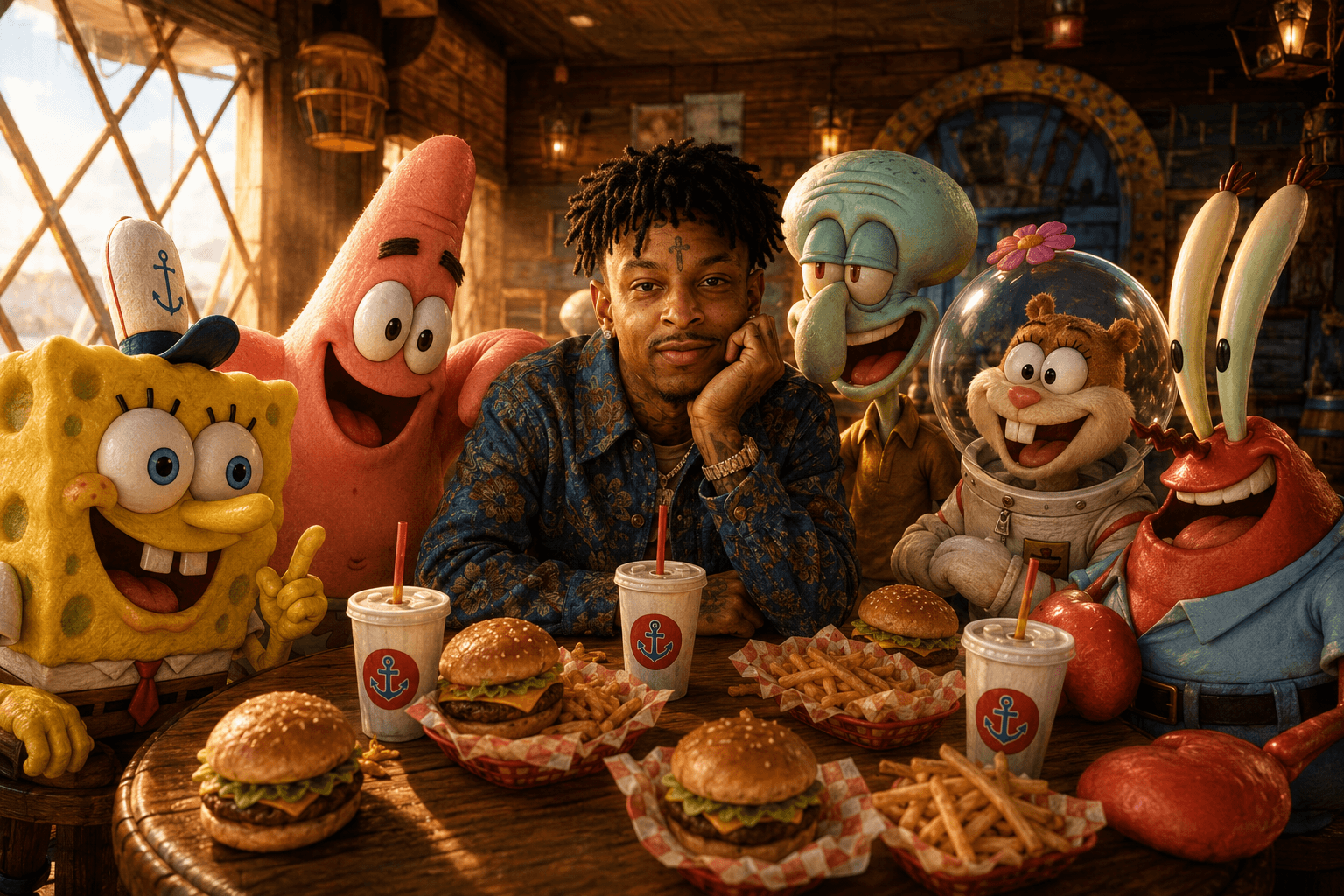 Krusty Krab Cinematic AI Image Prompt | Pixar Style 3D Scene preview 1