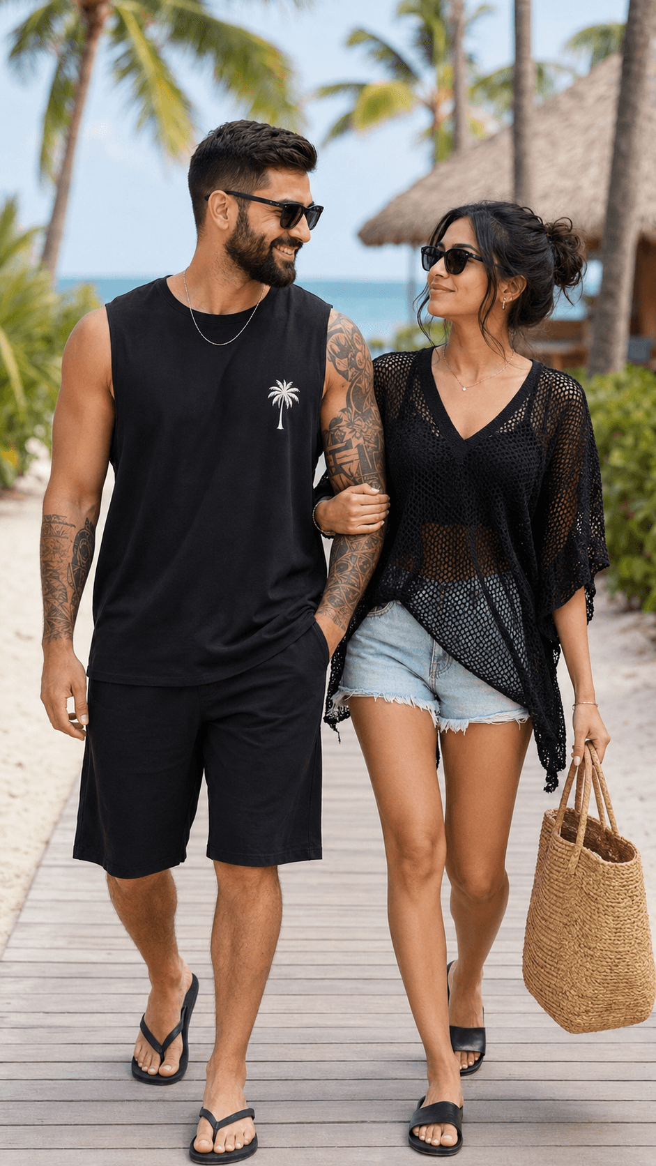Tropical Beach Couple AI Photo Prompt |