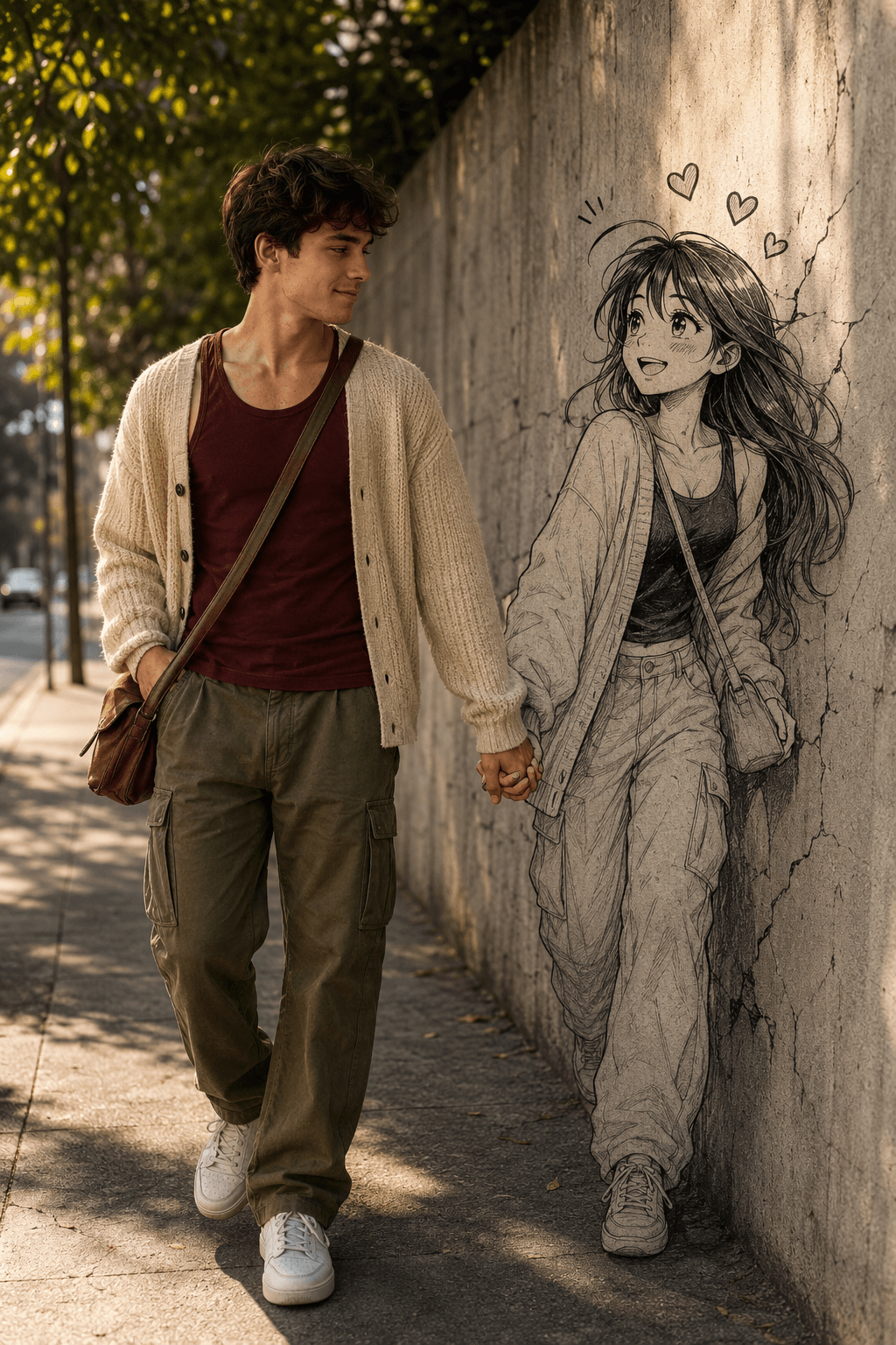 Ultra-Realistic Manga Wall Romance AI Prompt | Cinematic Anime Meets Reality Image Generator