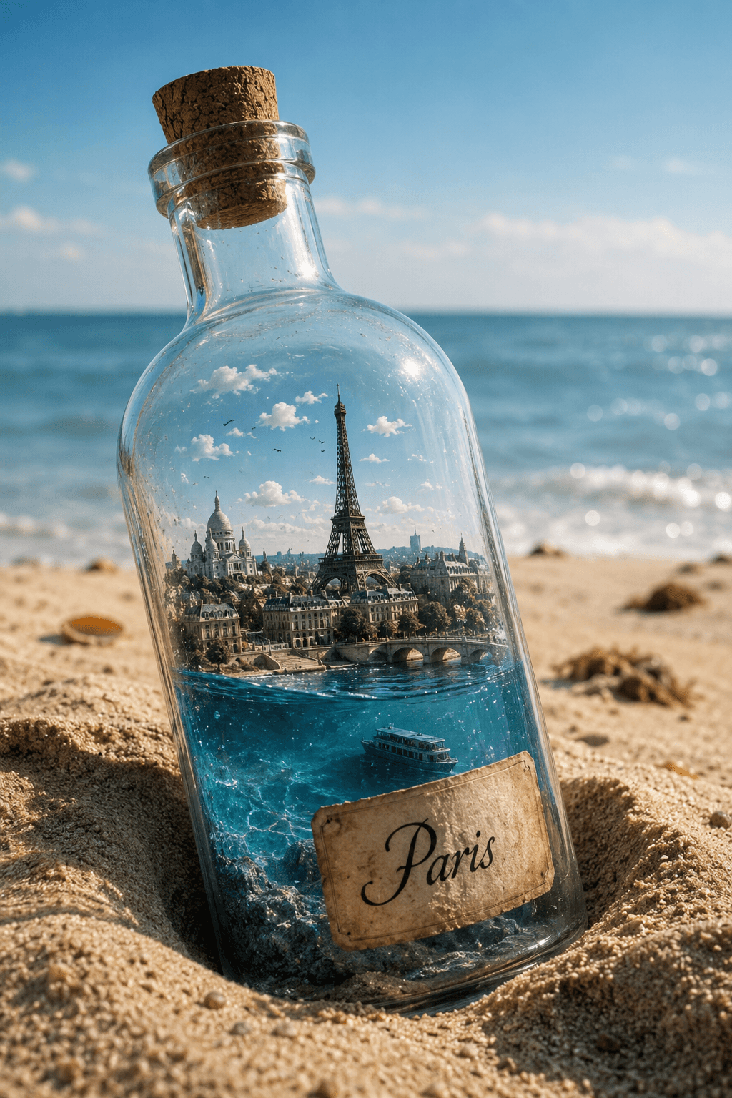 Hyper Realistic Glass Bottle Miniature City AI Art Prompt preview 4