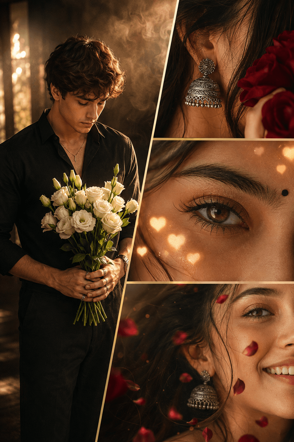 Premium Cinematic Romantic Collage AI Prompt | preview 2