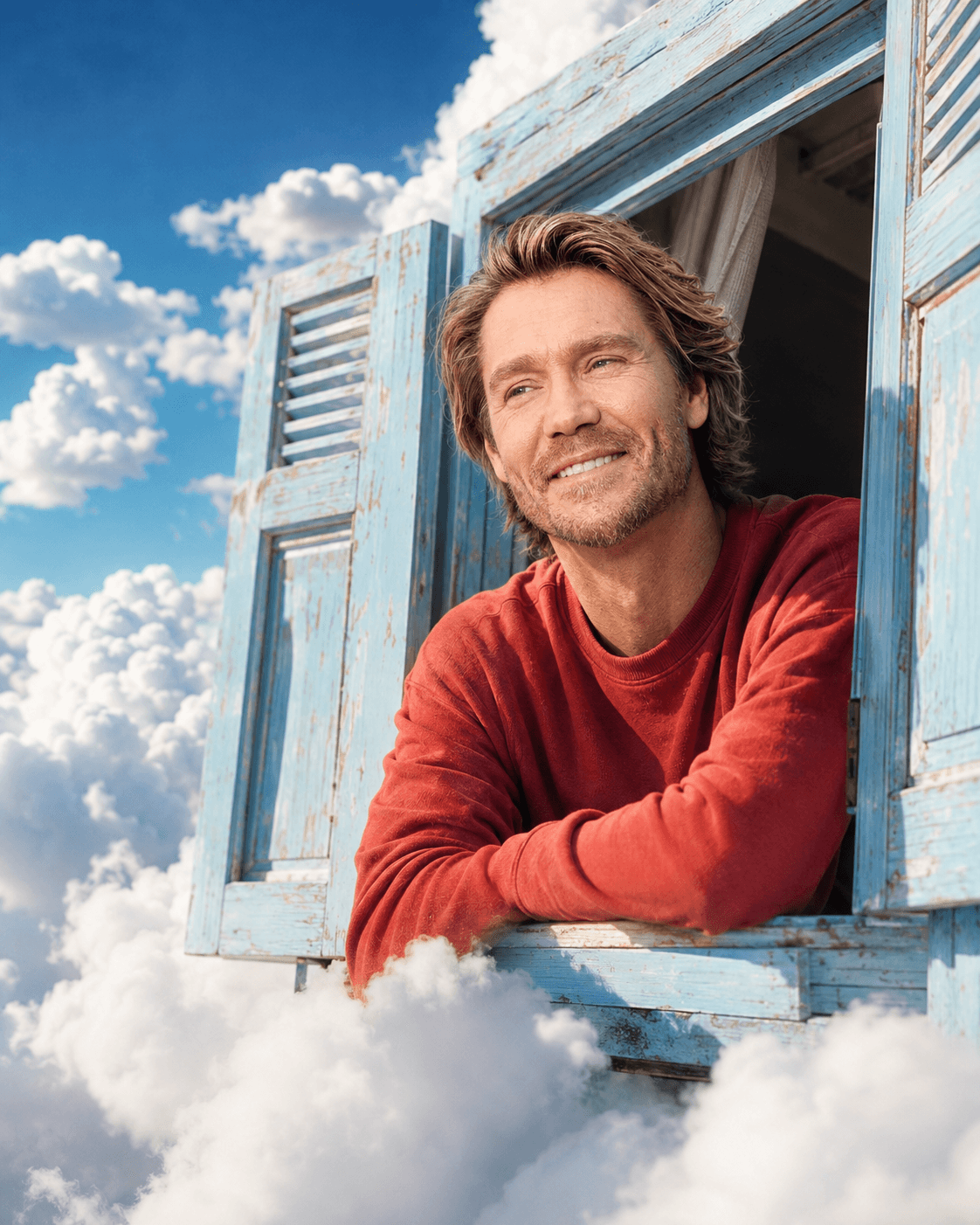 Surreal Window in the Clouds AI Portrait Prompt | Ultra Realistic 4K Cinematic Photo Generator