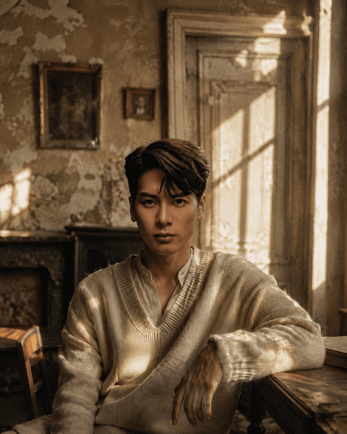 AI Vintage European Portrait Prompt | Cinematic Old Apartment Photography