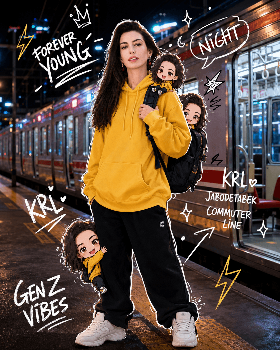 AI Mixed Media Night Train Portrait Prompt | 3D Chibi Style preview 4