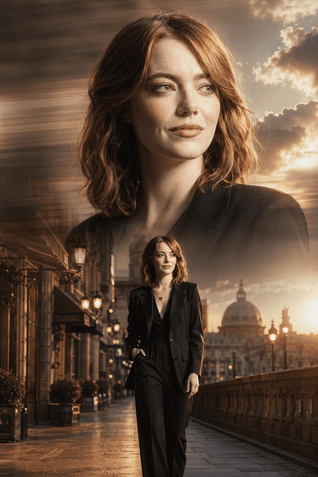 Cinematic Double Portrait AI Prompt | Luxury Editorial Movie Poster with Identity Preservation | Ultra Realistic 8K Photo