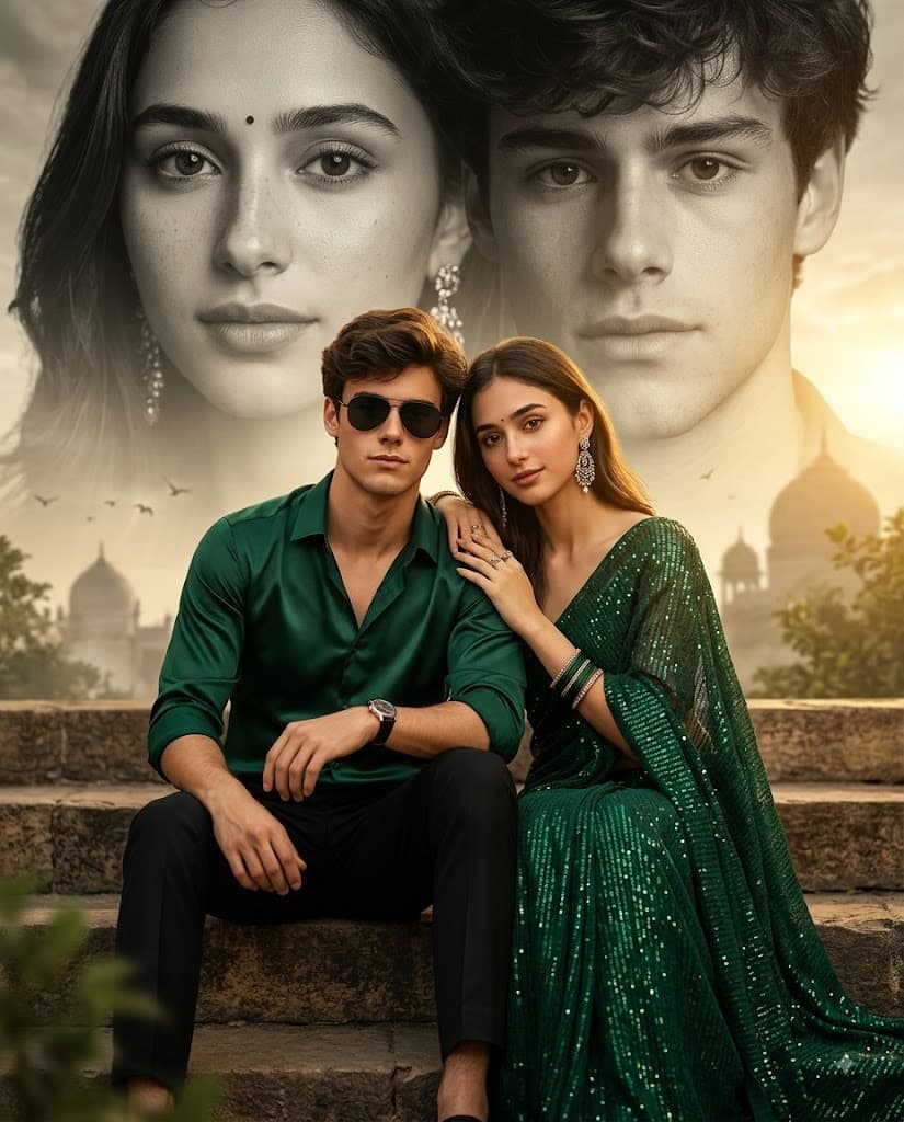Buy Ultra-Realistic South Indian Couple Movie Poster AI Prompt preview 2