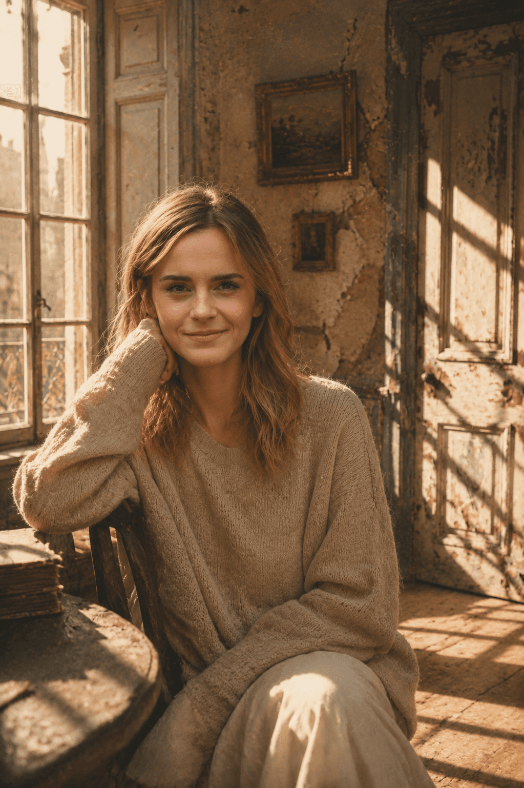 Cinematic Vintage Portrait AI Prompt | Old European Apartment, Golden Hour & Kodak Portra 400