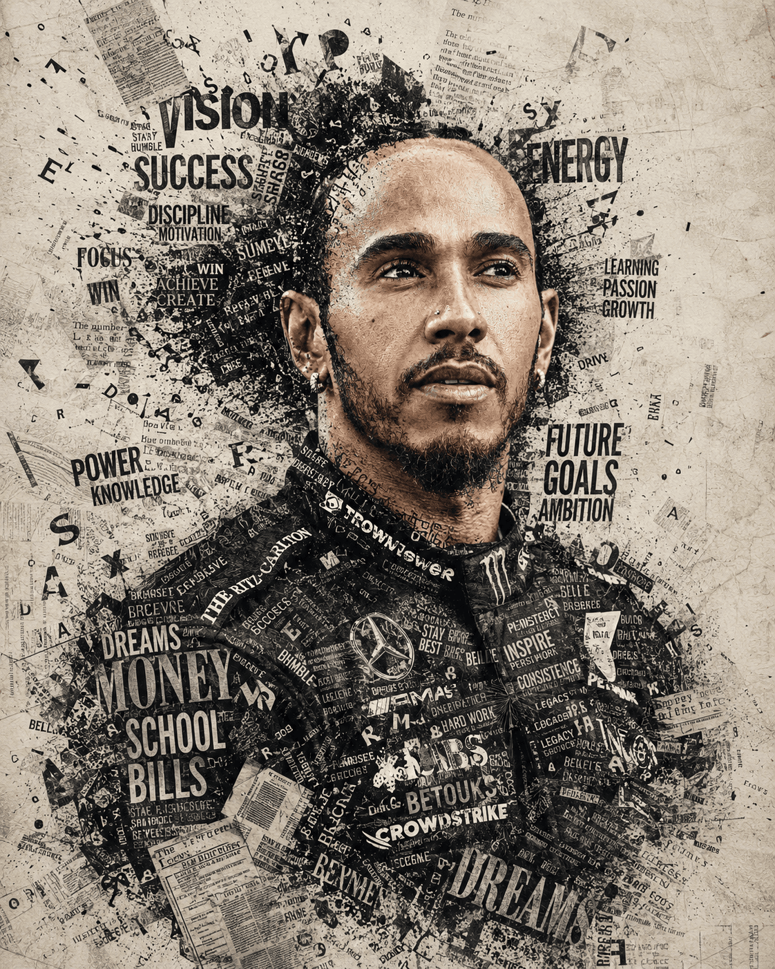 Ultra Realistic Typography Portrait Prompt | Newspaper Collage Mixed Media AI Art | Editorial Black & White Poster | Midjourney, FLUX & ChatGPT