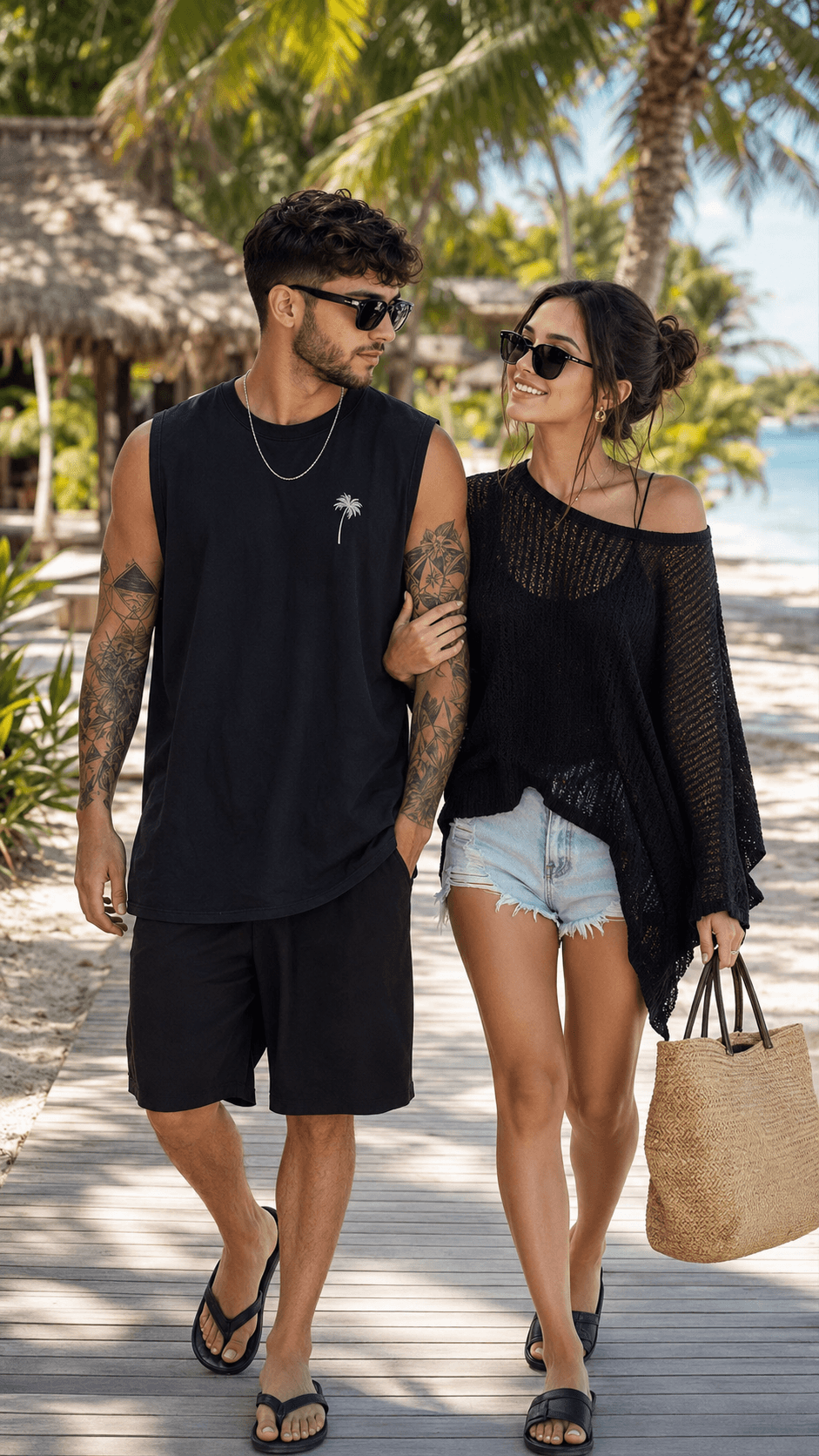AI Tropical Beach Couple Portrait Prompt | Ultra-Realistic Luxury Vacation Photography