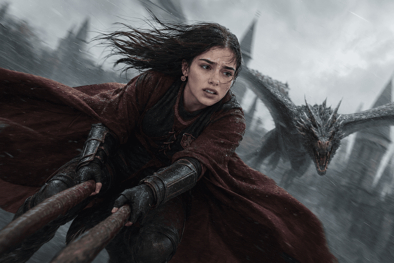 Photorealistic Dragon Chase Cinematic Still Prompt | Harry Potter Goblet of Fire Inspired | Reference Face Consistency | AI Image Prompt