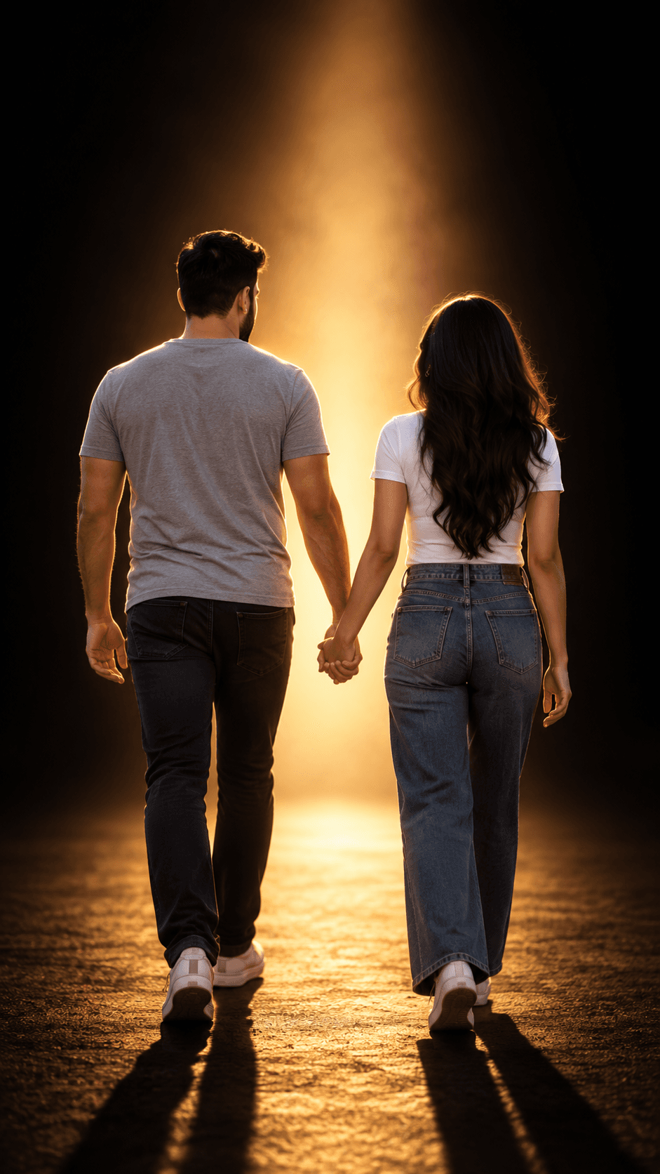 Cinematic Couple Studio Portrait AI Prompt | Realistic Warm Spotlight preview 2